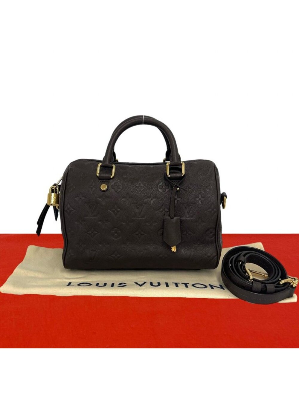 Louis Vuitton Speedy 25 Empreinte Leather 2-Way Shoulder Bag Brown